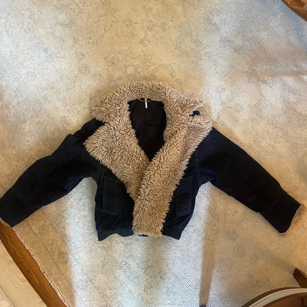Free people vegan fur coat - dark navy